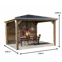 Pool House Paroi avec ventelles mobiles bois massif THT 14m²