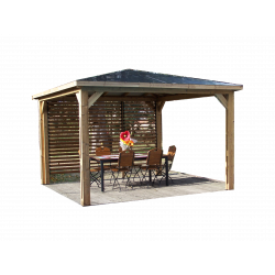 Pool House Paroi avec ventelles mobiles bois massif THT 14m²