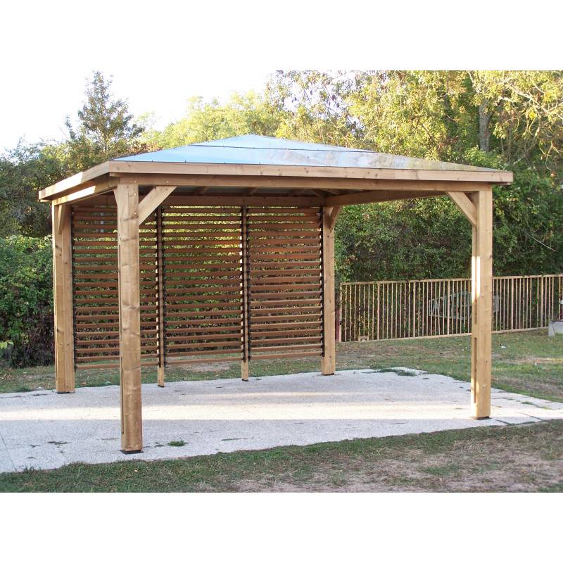 Pool House Paroi avec ventelles mobiles bois massif THT 14m²