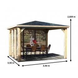 Pool House bois massif avec double paroi ventelles mobiles et orientables