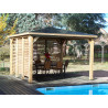 Pool House bois massif avec double paroi ventelles mobiles et orientables