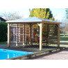 Pool House bois massif avec double paroi ventelles mobiles et orientables