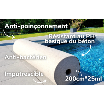 Feutrine géotextile 350 PP - Rouleau 25 x 2 mètres
