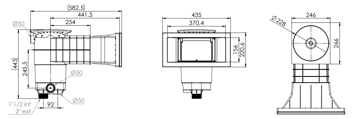 Dimensions skimmer A 400 design