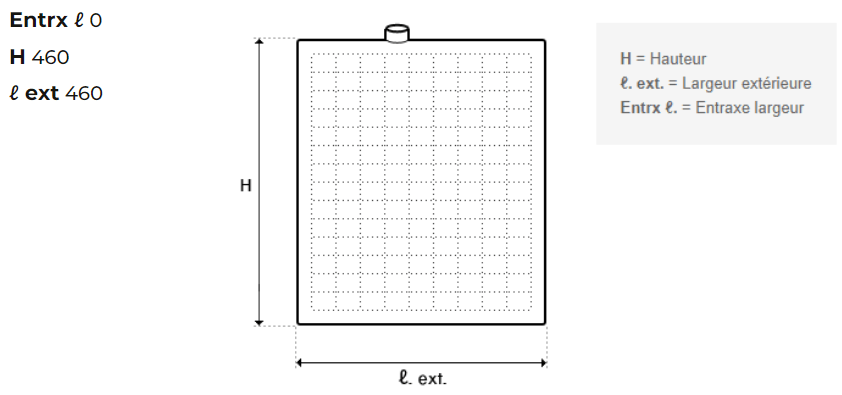 DIMENSIONS cadre filtrant